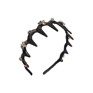 高级感小香风山茶花波浪发箍高颅顶出勤百搭洗脸防滑带齿头箍发捆