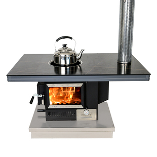 2025新款冬天室内取暖炉子家用无烟柴火烤火炉地下排烟三面观火炉