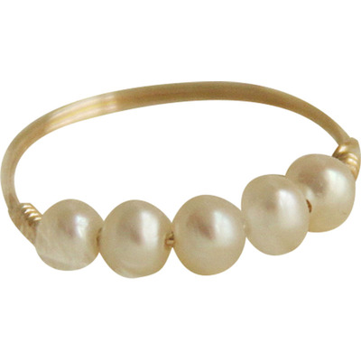 天然淡水珍珠戒指14k手工绕线