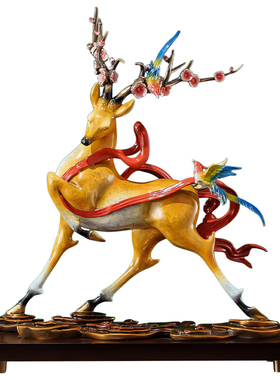 福禄高升铜鹿大摆件乔迁开业贺礼