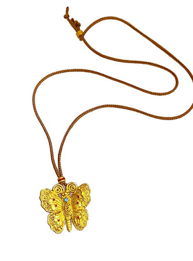 轻奢新中式福字金色编绳项链布艺