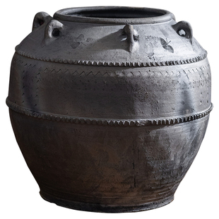 掬涵大肚陶罐土陶花盆仿古老罐落地花瓶复古粗陶罐子花器客厅摆件