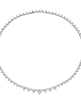 AHCHOO 高奢重工火彩爆闪满镶莫桑钻渐变项链小众网球链锁骨颈链