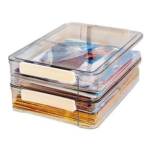 色纸收纳盒亚克力A5A4纸周边明星片海报流麻徽章吧唧谷子整理盒子