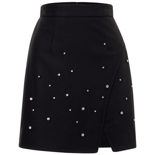 【奥莱】MAXRIENY高腰包臀短裙秋季复半身裙钉珠裙子