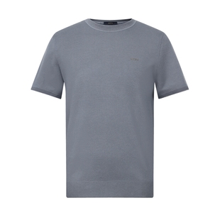 【澳洲超细羊毛】迪柯尼秋季新品男士简约圆领打底短袖针织衫