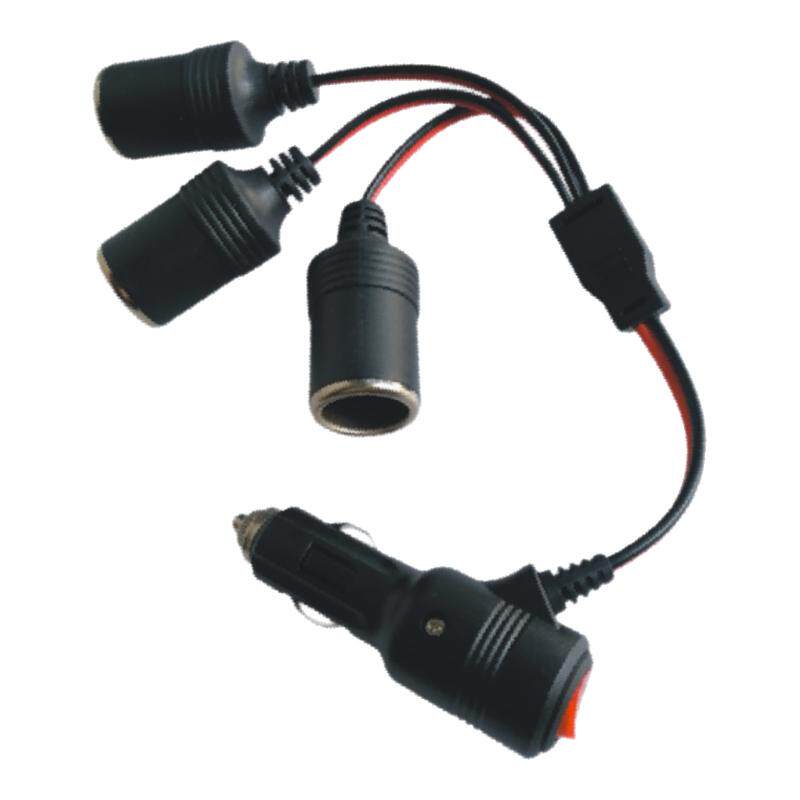 车载点烟器12V24V通用一分三母座带开关点烟供电大功率车载延长线