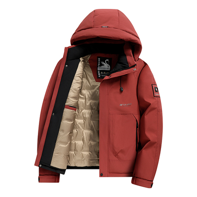 老爷车男士户外羽绒服2025冬季加厚保暖运动连帽冲锋衣工装外套男