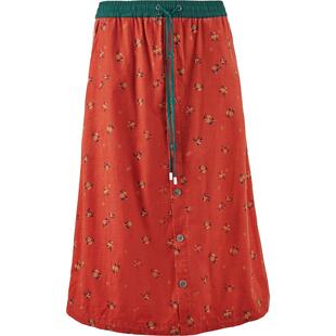 渔女装半身裙女2024新款时尚潮流灯芯绒纯棉全棉印花裙子FGGC7215