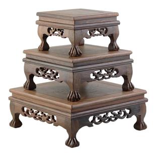 红木雕刻工艺品佛像摆件底座鸡翅木长方形奇石花瓶盆景鱼缸实木几