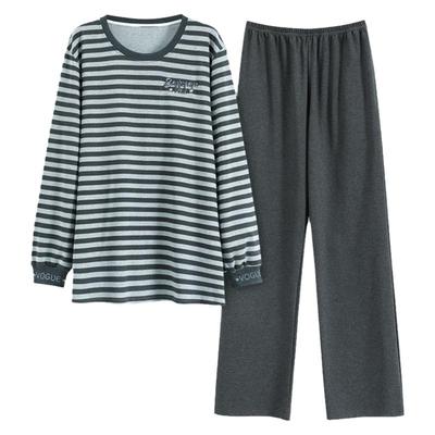 浪莎男士睡衣纯棉圆领长袖加大码