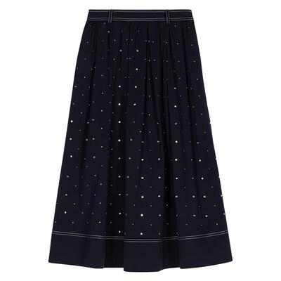 Maje法式时尚高腰铆钉长款半身裙