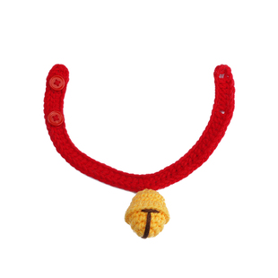 zeze猫咪铃铛项圈宠物脖子饰品围脖手工编织可爱无声铃铛日系脖套