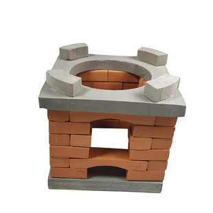 新款迷你小厨房食玩免搭建青红砖雕花一体灶台娃屋过家家配件模型