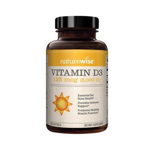 NatureWise维生素D3软胶囊促钙吸收VD3阳光瓶d3 5000IU*360粒美国