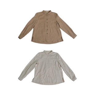 远家 全棉色纱磨毛衬衣 叠穿内搭上衣简约翻领长袖冬新LF5125-1限