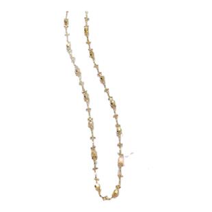 18K黄金仙女项链小梅花设计爆闪镭射刻面珠锁骨链蕾丝颈链AU750女