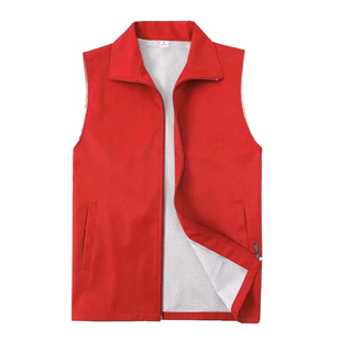 志愿者马甲定制印字logo公益义工活动宣传红色背心广告衫工作服装