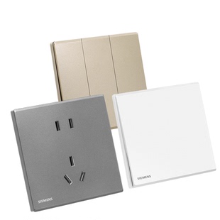 西门子开关插座面板绎彩系列雾沙白86型大板无框灰色一开五孔16金