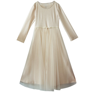 【7折出清】针织连衣裙女长袖秋冬新款拼接文艺长裙百搭打底裙子