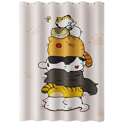 防水防霉免打孔伸缩杆浴帘