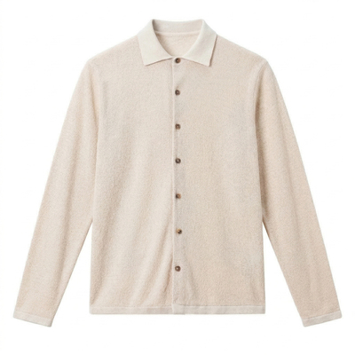 TRIPLE高级感老钱风亚麻混纺针织衬衫男长袖春秋薄款松弛感外套