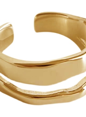 金属时髦感戒指INS百搭双层镂空