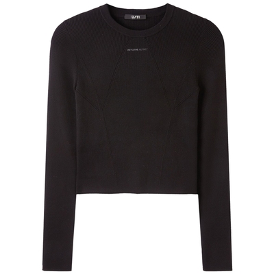 U/TI黑色修身弹力莱赛尔毛衫女百搭针织衫打底衫尤缇2025春季新款