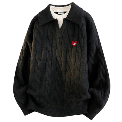 izzue假两件保暖长袖毛衣女秋冬