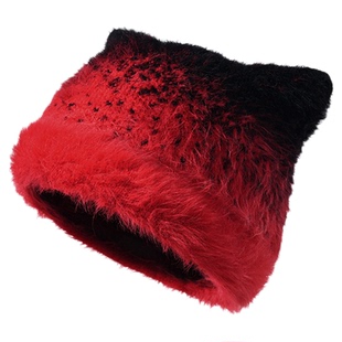 女童护耳帽可爱冬季洋气帽子新款保暖加厚防风针织毛绒猫耳包头帽