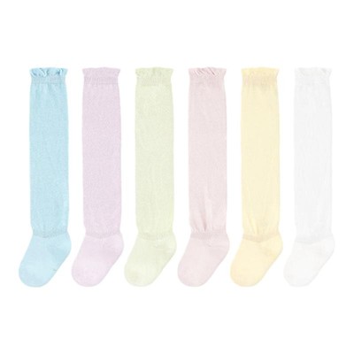 勾勾手宝宝袜子春夏薄款网眼纯色过膝袜棉新生儿裤袜婴儿长筒袜
