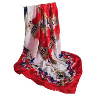 正方形真丝丝巾女桑蚕丝围巾140CM大方巾秋冬季薄款方形大披肩女