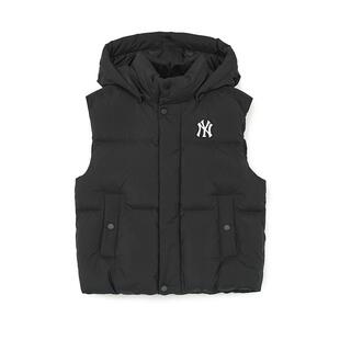 MLB儿童官方男女童经典队标时尚舒适短款连帽羽绒马甲秋冬款