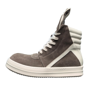 ro倒三角高帮鞋男真皮增高奶香厚底板鞋女系带四季运动休闲短靴潮