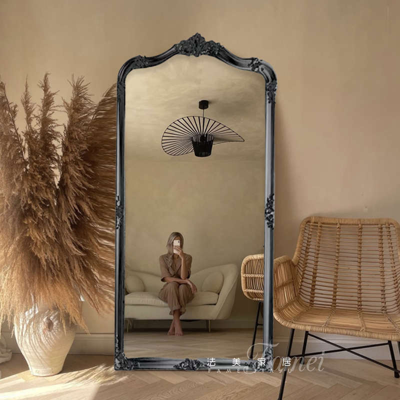 法式复古雕花全身镜落地镜衣帽间穿衣镜女生卧室镜子服装店试衣镜