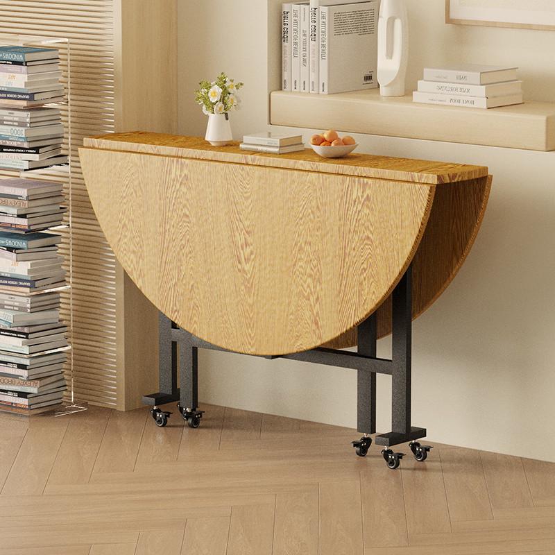 可折叠餐桌家用小户型带转盘简易大圆桌餐厅多功能可移动吃饭桌子