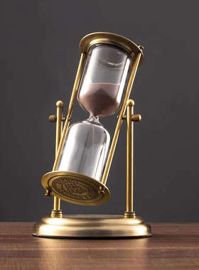 复古轻奢沙漏计时器30分钟办公室桌面创意金属摆件客厅家居装饰品