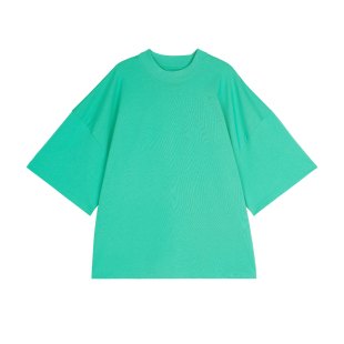 MRS Studios 百搭ROW风时髦显瘦全棉宽螺纹 小高领宽松短袖大T恤