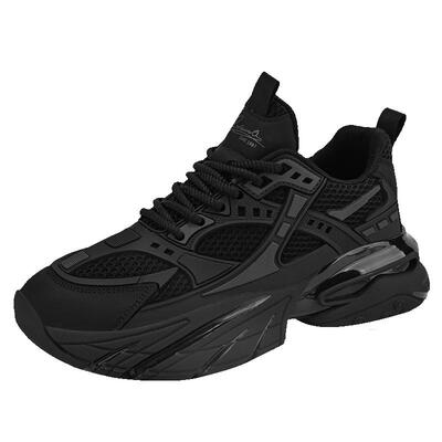 男鞋2025新款冬季纯黑厚底增高黑武士加绒棉鞋休闲运动鞋老爹潮鞋