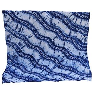 蓝言大理白族扎染布手工diy蓝染纯棉扎花面料桌布窗帘门帘装饰布