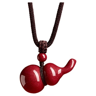 庆祥泰原矿朱砂葫芦吊坠女款天然正品官方旗舰店真品男士挂绳项链
