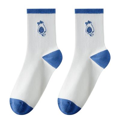 恒源祥袜子女纯棉抗菌提花中筒袜