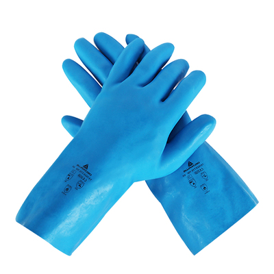 代尔塔乳胶手套耐磨耐撕裂工业劳保加厚防滑防化30cm耐高温100℃