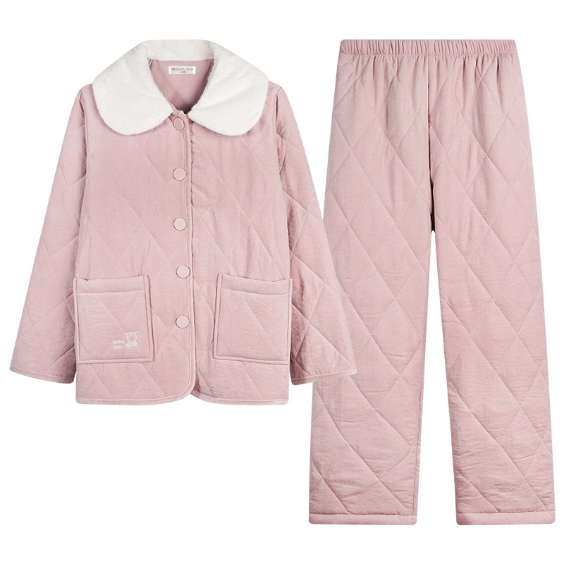 好波冬男女棉袄加厚保暖家居服套装情侣款时尚湖南省服睡衣HJ2573