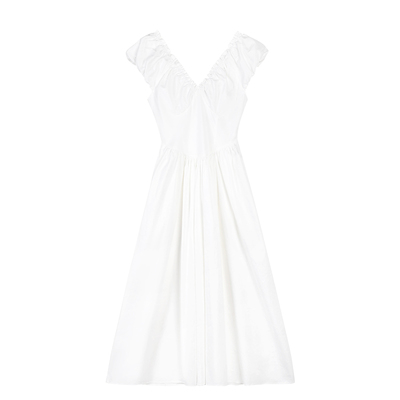 女夏新款泡泡袖中长款裙子