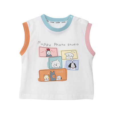 小O爸男婴童 宝宝夏季背心2026新款蓝色外穿薄款婴儿棉质无袖t恤