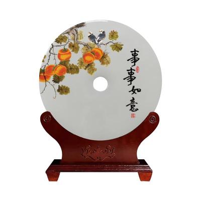 事事如意玉石平安扣摆件万事如意玉雕装饰品定制礼品开业乔迁礼物