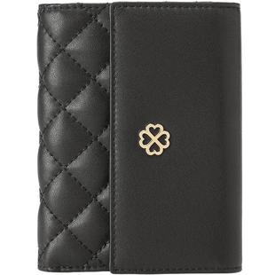 稻草人钱包女真皮黑色钱夹小巧小众高级感零钱包牛皮精致皮夹卡包