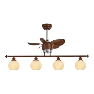 雷士照明中古风复古胡桃木色宋氏美学全光谱新款客厅餐厅风扇吊灯