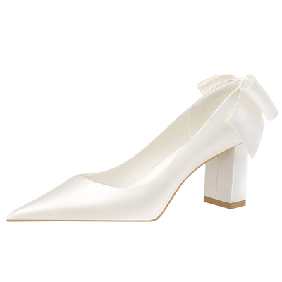 rosecastle蝴蝶控白色法式婚鞋